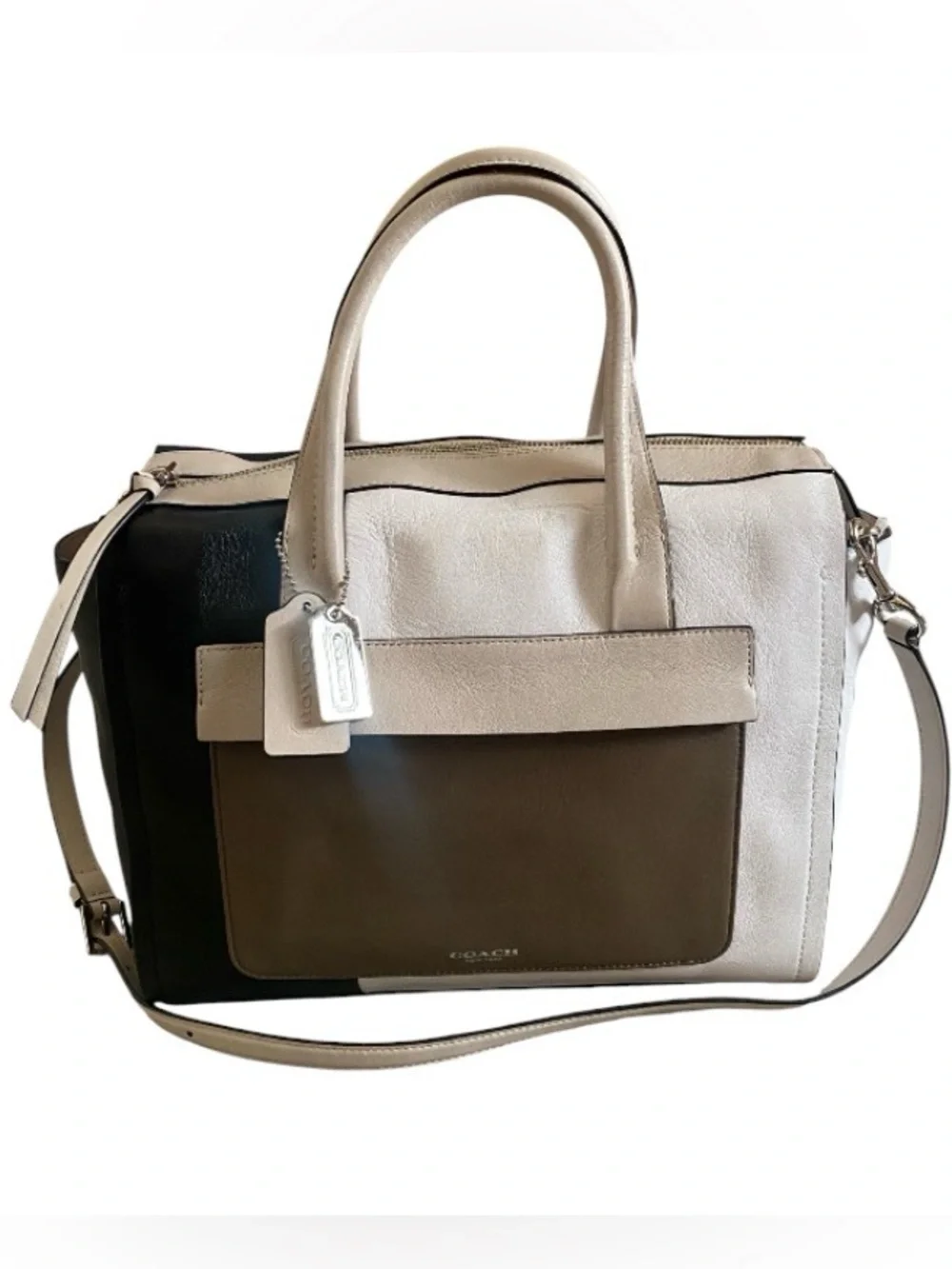 Coach Bleecker Riley colorblock leather carryall